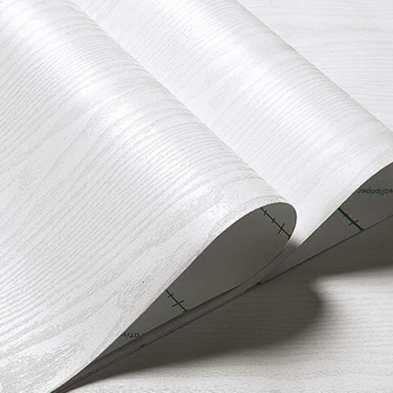 Abyssaly White Wood Paper Self-Adhesive 15.7 in X 196 in Real Wood Grain Touch White Wallpaper Easy to Clean Thicken Perfectly Covers The Surface Without Passing Through The Primary Color - Image 2